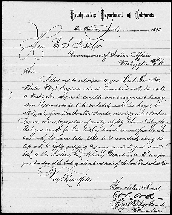 handwritten letter on Dept of California letterhead